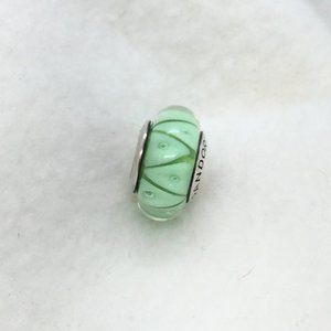 LOT of 2 Green Looking Glass Murano Beads